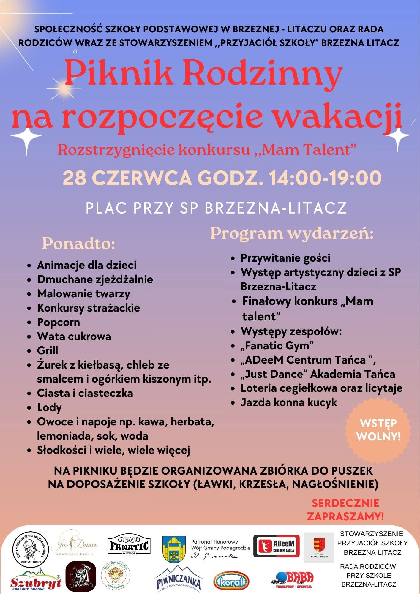 PIKNIK NA ROZPOCZĘCIE WAKACJI