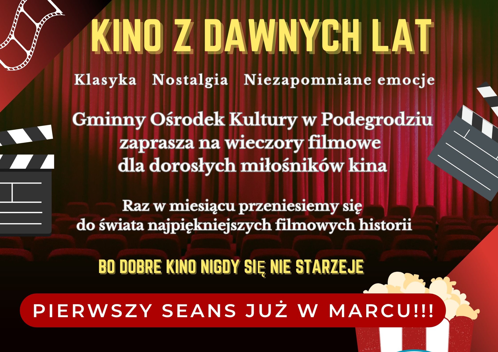 Kino z dawnych lat – filmowe powroty do klasyki w GOK Podegrodzie