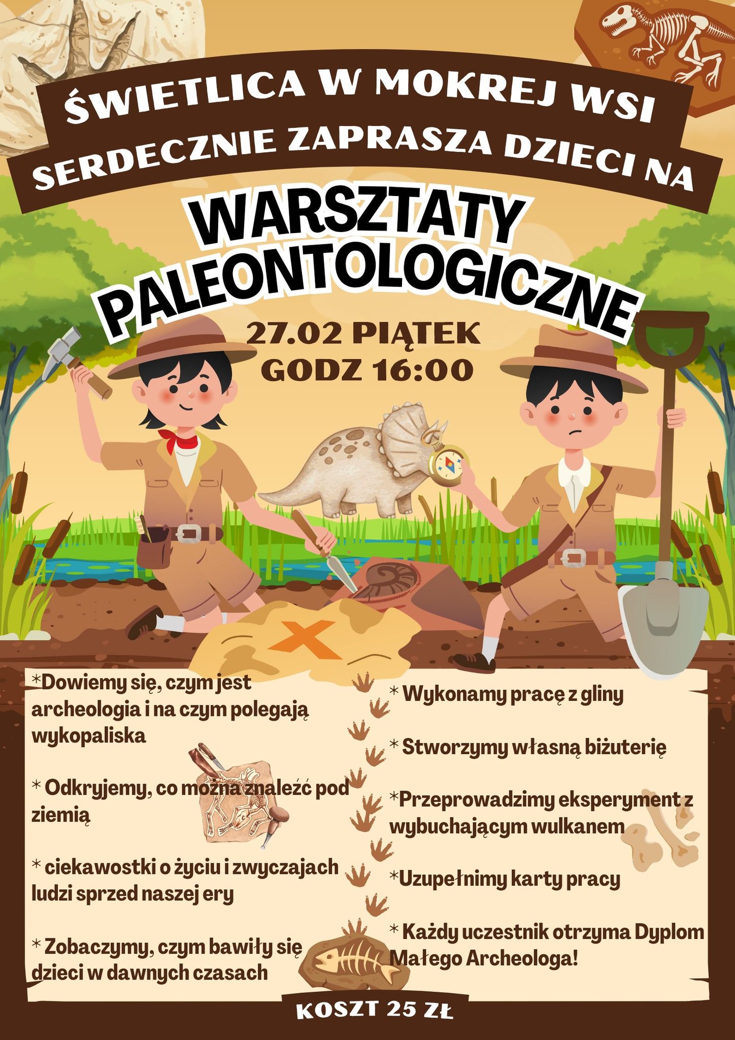 🦖 Warsztaty Paleontologiczne w Świetlicy w Mokrej Wsi 🦴