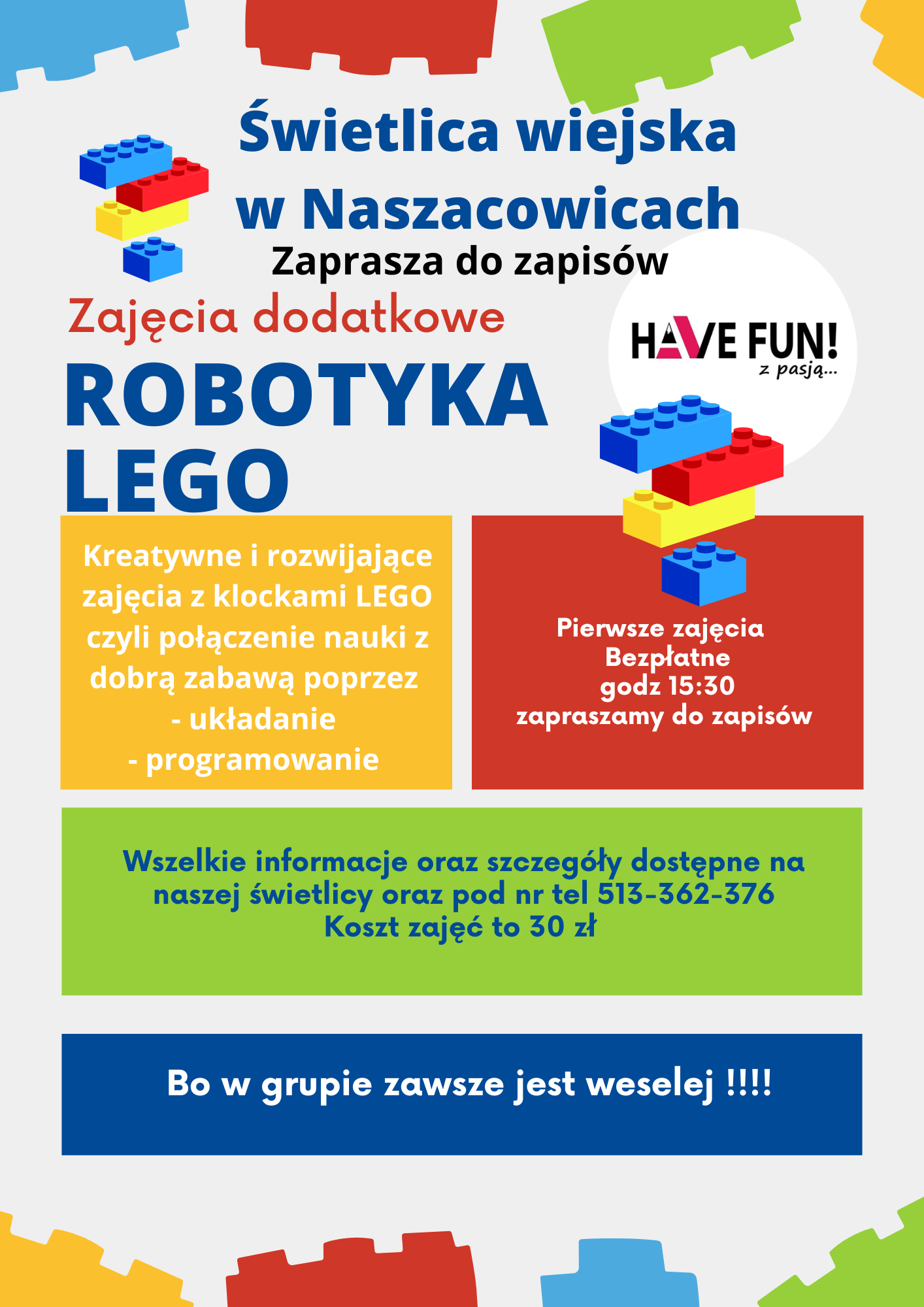 Startujemy z warsztatami LEGO w Naszacowicach!