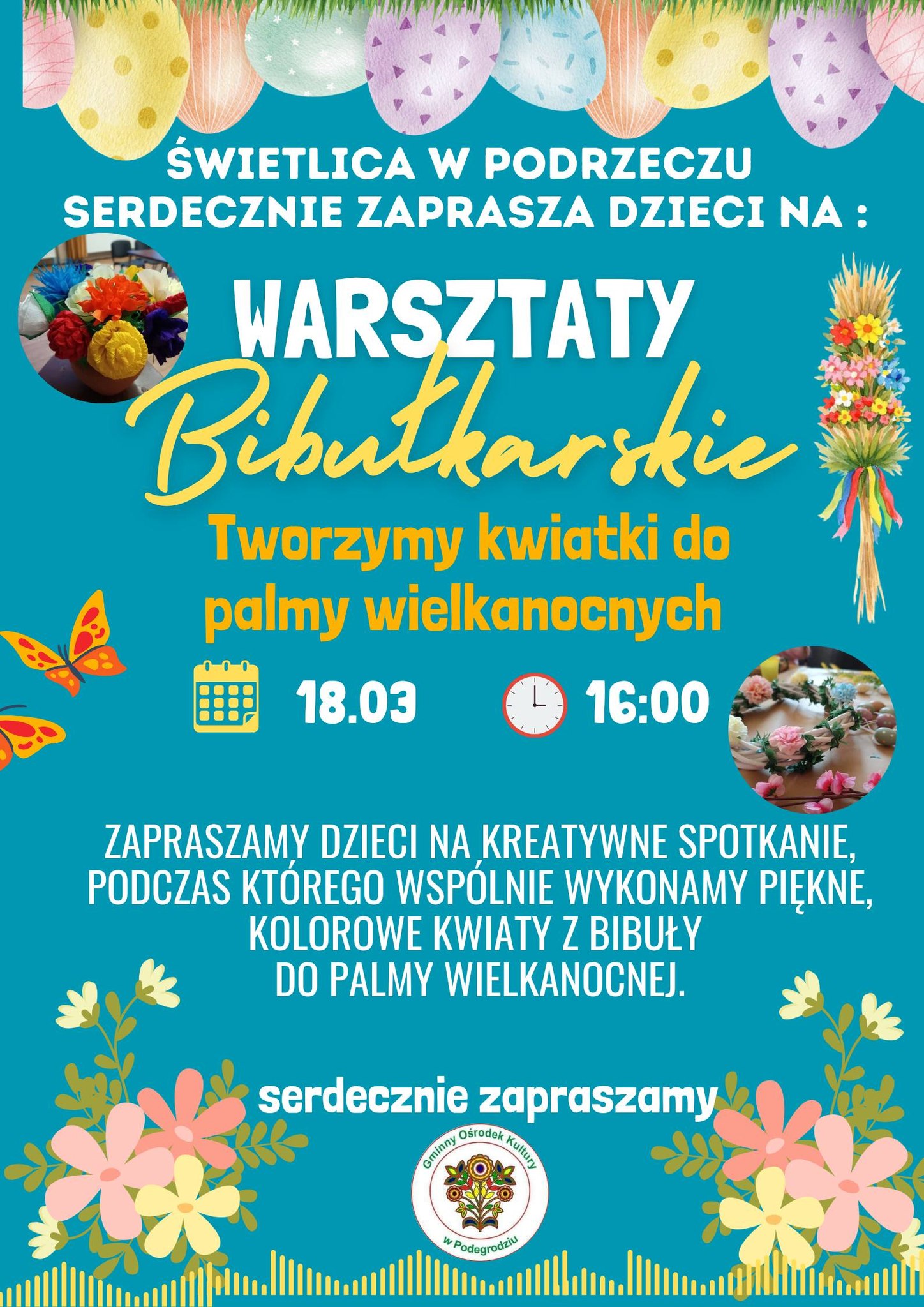 🌺 Wielkanocne przygotowania w świetlicach – warsztaty bibułkarskie dla dzieci
