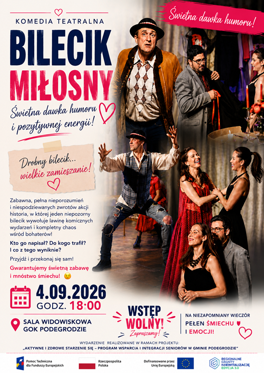 4 września zapraszamy na spektakl teatralny „Bilecik Miłosny”