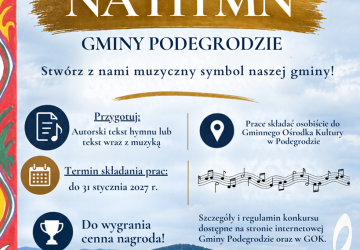 Konkurs na Hymn Gminy Podegrodzie – stwórzmy wspólnie muzyczny symbol naszej małej ojczyzny!